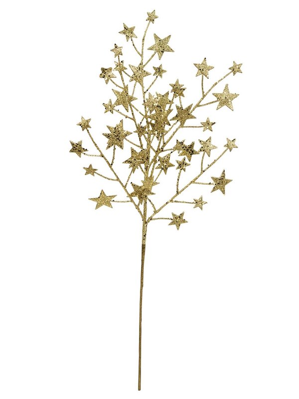 Gold Glitter & Sequin Stars Spray Long Christmas Stem | 62cm — image 3