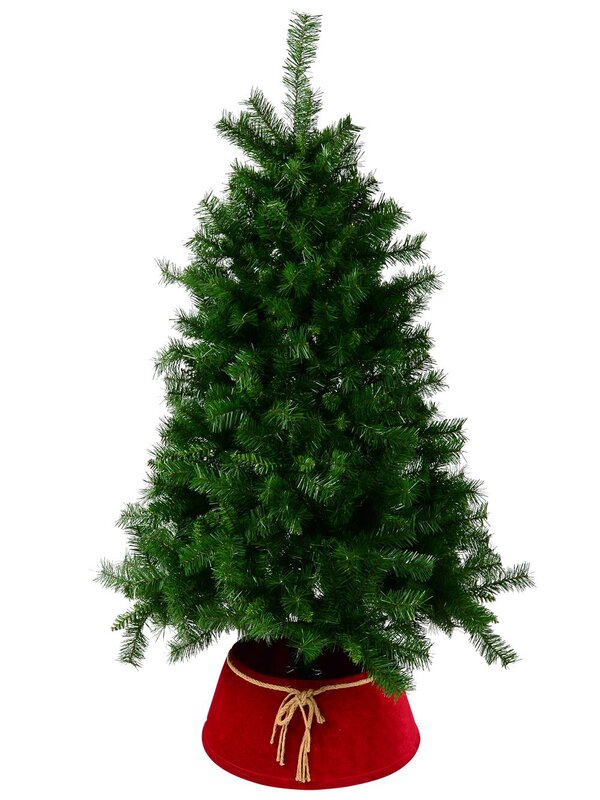 62cm Red Velvet Christmas Tree Collar With Rope Bow Knot — image 5