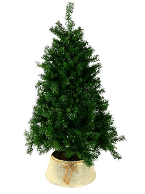 62cm Textured Gold & White Christmas Tree Collar With Rope Bow — image 5