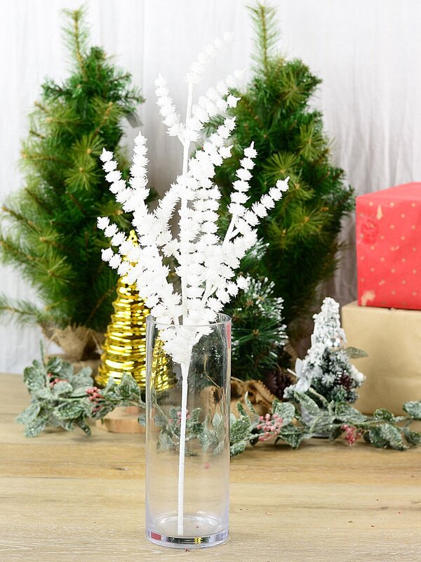 White Frost Flowers Look Spray Long Christmas Stem | 64cm — image 2