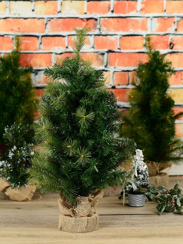 65cm Balsam Pine & Fir Needle Tabletop Tree | 104 Tips & Burlap Base — image 2