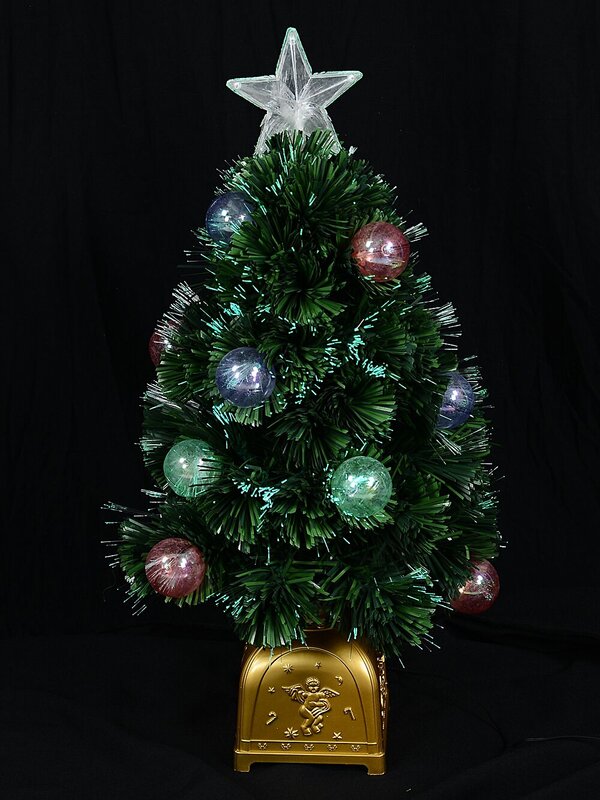 66cm Multi Colour Fibre Optic Christmas Tree With 12 Baubles & 60 Tips — image 5