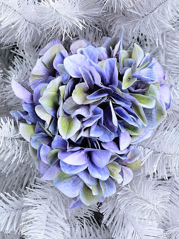 Blue With Green Hydrangea Floret Cluster Long Christmas Stem | 68cm — image 2