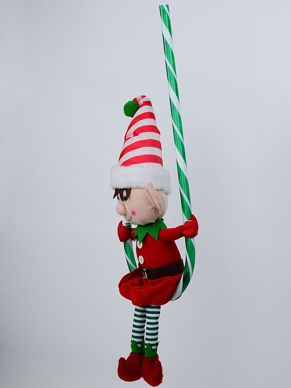 68cm Hanging Elf In Candy Cane Outdoor Nylon Christmas Decoration — image 5