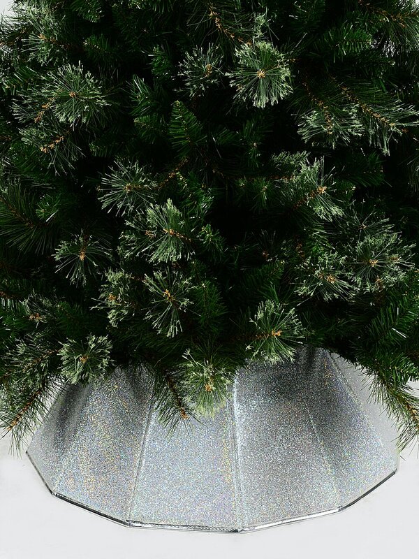 68cm Silver & Iridescent Glitter Prism Faceted Christmas Tree Collar — image 2