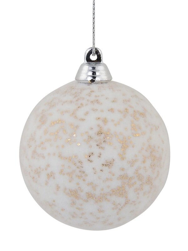 6x 60mm White Furry Foam Christmas Baubles With Champagne Flecks — image 4