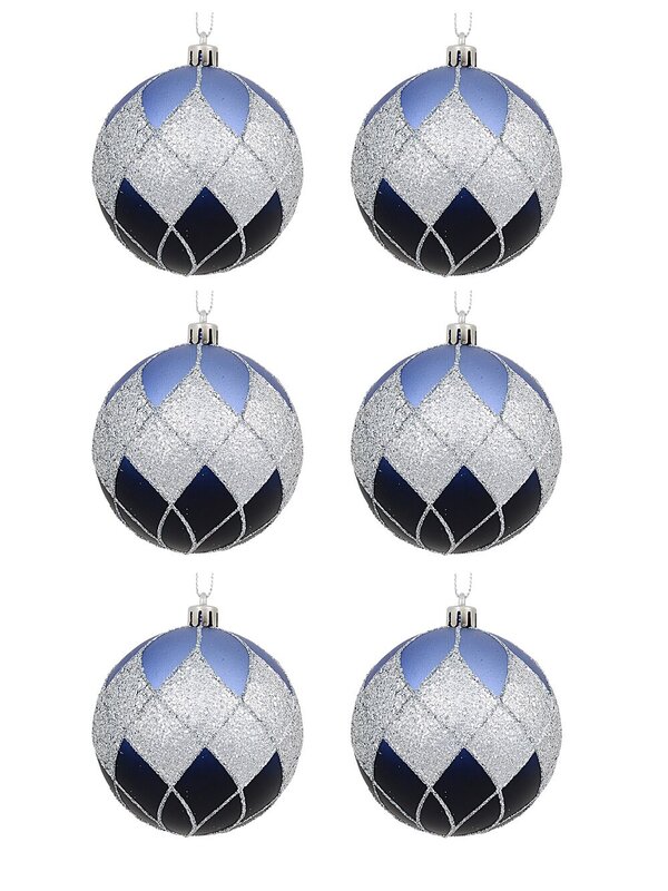 6x Dynamic Ombre Blue Statement Glitter Quadrilateral Baubles | 80mm — image 3