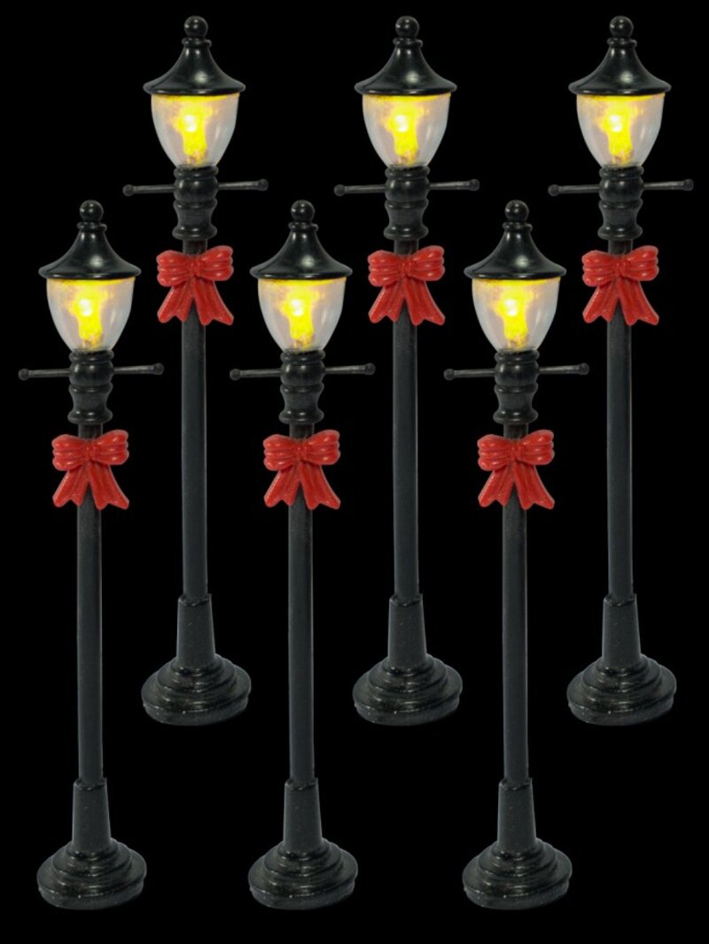 6x Illuminated Black Street Lamp Posts Village Accessories | 10cm — image 5