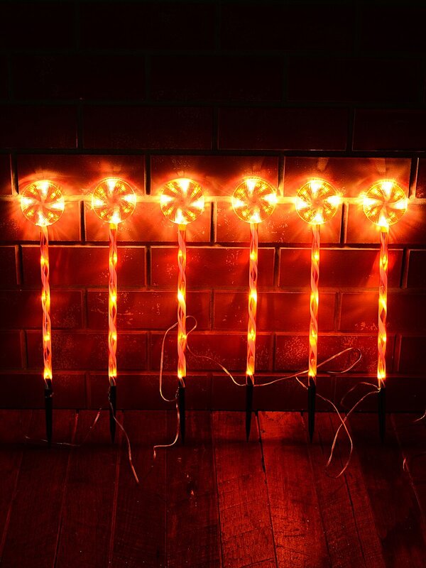 6x LED Christmas Lollipop Path Lights - Red & White Candy Swirl Stakes | 50cm — image 5