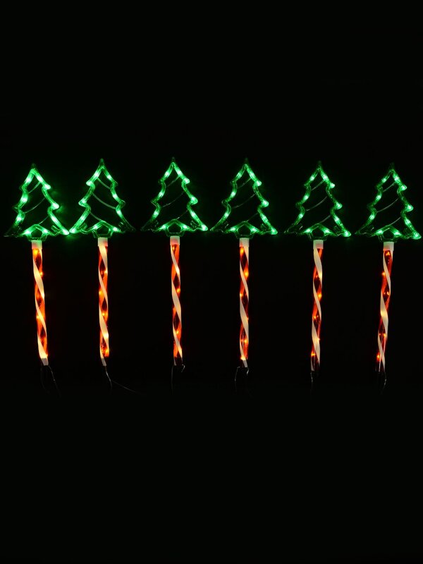 6x LED Christmas Tree & Spiral Path Lights - Hybrid Solar & Electric Stakes | 61cm — image 7