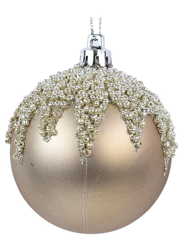6x Opulent White & Champagne Essential Beaded Icicle Baubles | 60mm — image 4