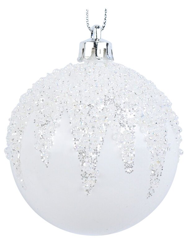 6x Opulent White & Champagne Essential Beaded Icicle Baubles | 60mm — image 5