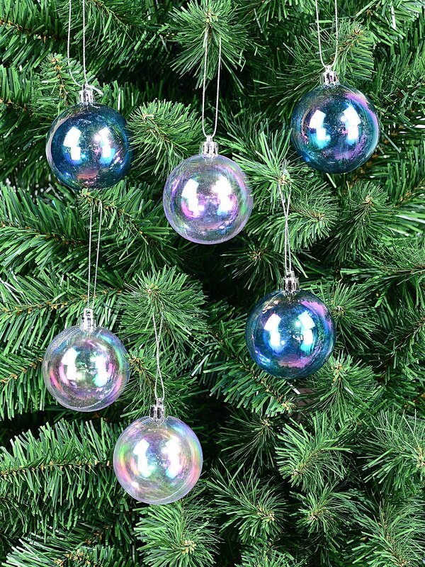 6x Radiant Iridescent Blue & Pink Essential Soap Bubble Baubles | 60mm — image 2