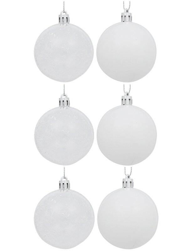 6x Radiant White & Clear Essential Gloss & Frosted Baubles | 60mm — image 3