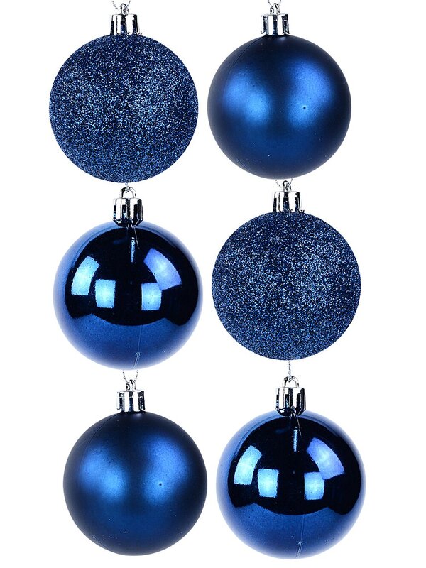 6x Timeless Blue Mixed Essential Baubles | 60mm — image 3