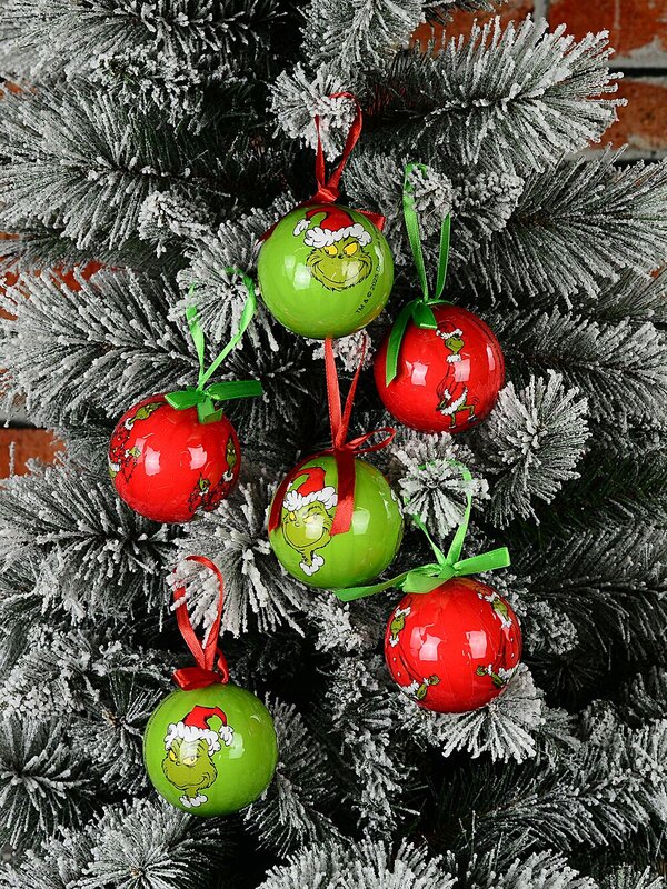 6x Whimsical Red & Green Essential Grinch Boxed Baubles | 70mm — image 5