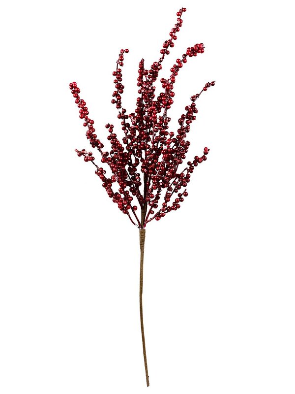 Deep Red Berry Spray With Sequins Long Christmas Stem | 70cm — image 4