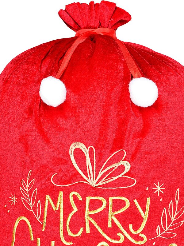 Red Velvet Merry Christmas & Decorations Gold Embroidered Santa Sack | 70cm — image 3