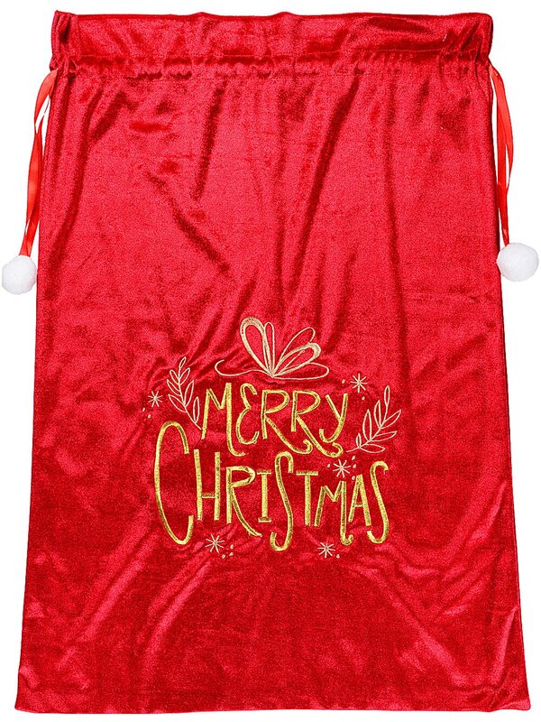 Red Velvet Merry Christmas & Decorations Gold Embroidered Santa Sack | 70cm — image 2