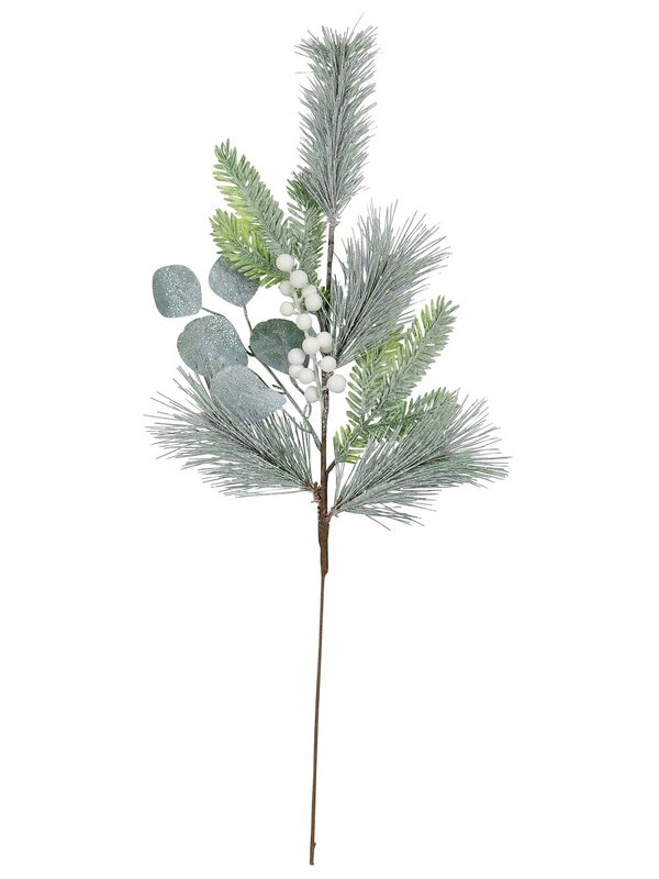 Three Style Pine Branches & White Berries Long Christmas Stem | 70cm — image 3