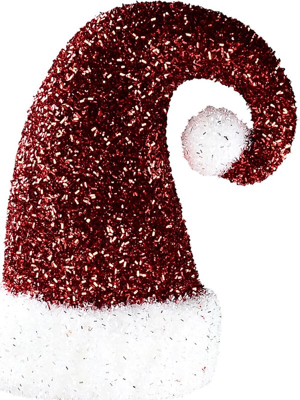71cm Red 3D Santa Hat & White Trim Tinsel Plaque Long Christmas Stem — image 4