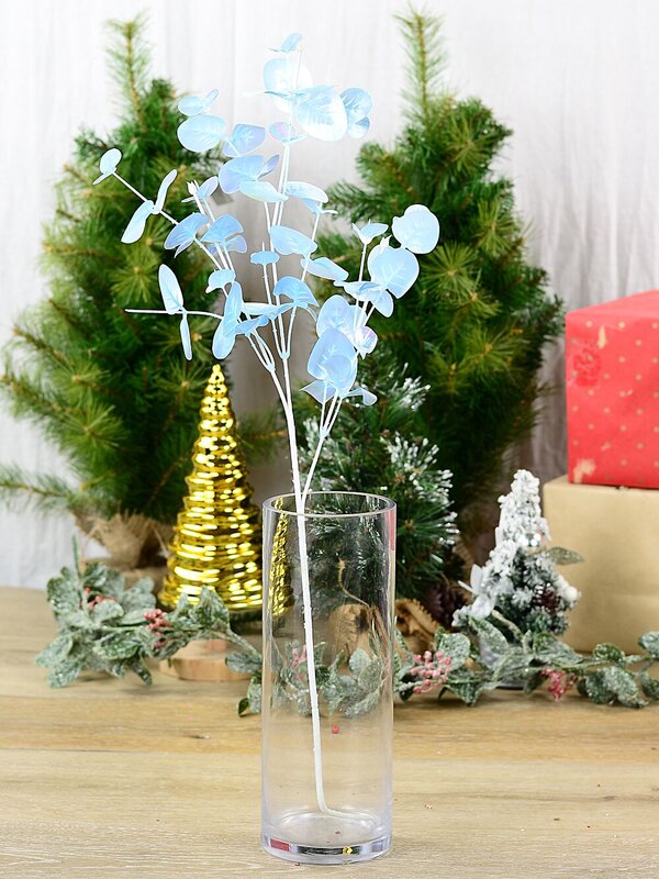 Iridescent Light Blue Eucalyptus Spray Long Christmas Stem | 72cm — image 2