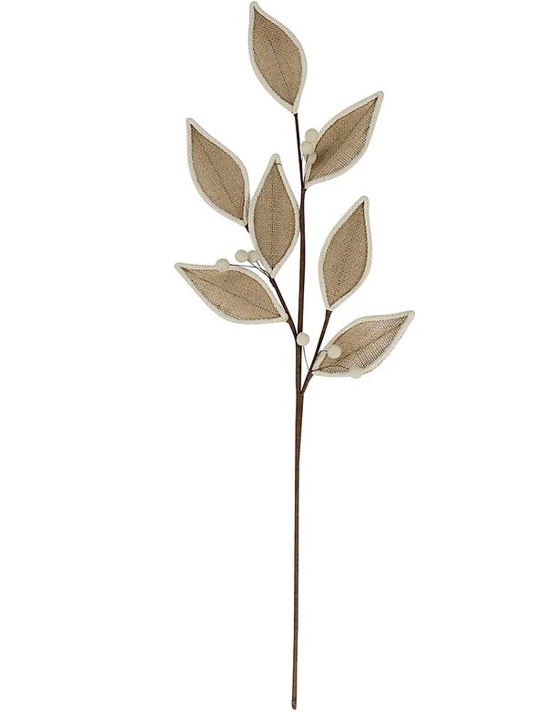 73cm Burlap Magnolia Leaf & Berry Branch Spray Long Christmas Stem — image 3