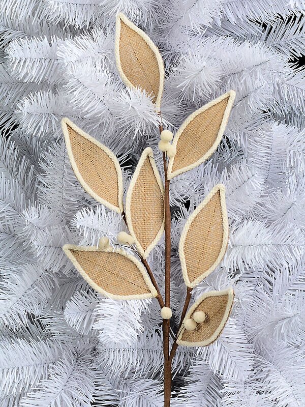 73cm Burlap Magnolia Leaf & Berry Branch Spray Long Christmas Stem — image 2