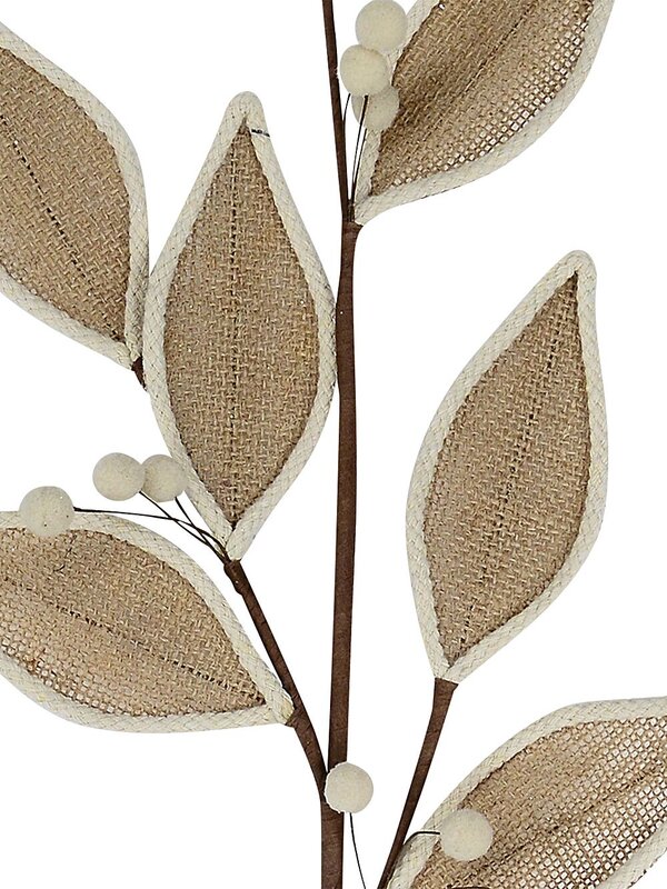 73cm Burlap Magnolia Leaf & Berry Branch Spray Long Christmas Stem — image 4