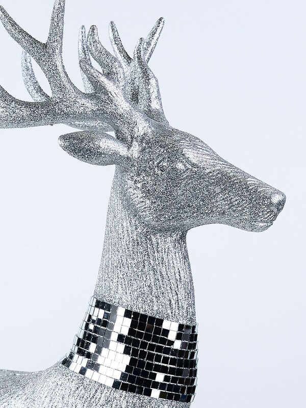 76cm Large Silver Glitter & Mirror Tile Accented Reindeer Ornament — image 5