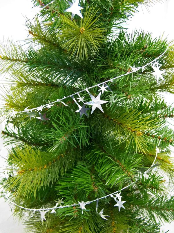 7.6m Shiny Silver Hexagram Star Christmas Wired Tinsel Garland — image 3