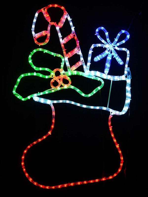 78cm Overfull Christmas Stocking With Multi Colour LED Rope Light Display — image 3