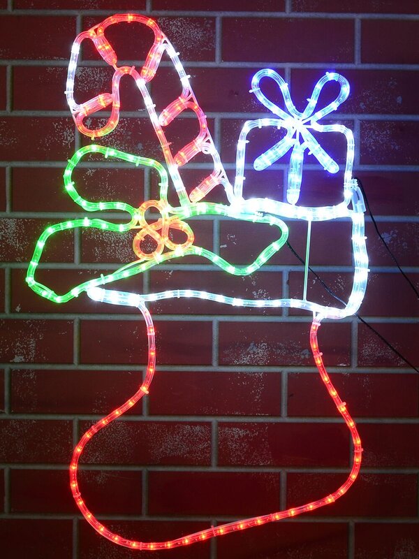 78cm Overfull Christmas Stocking With Multi Colour LED Rope Light Display — image 2