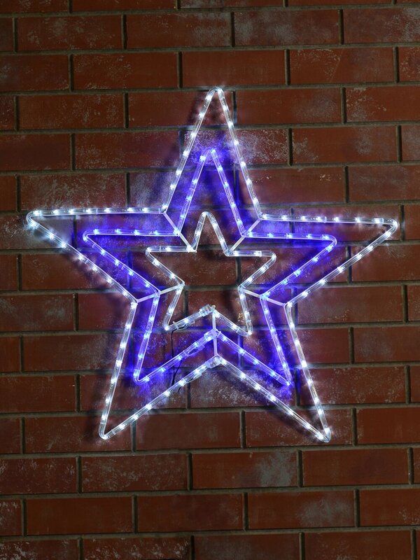 80cm Concentric Christmas Star With Cool White & Blue LED Rope Light Display — image 2