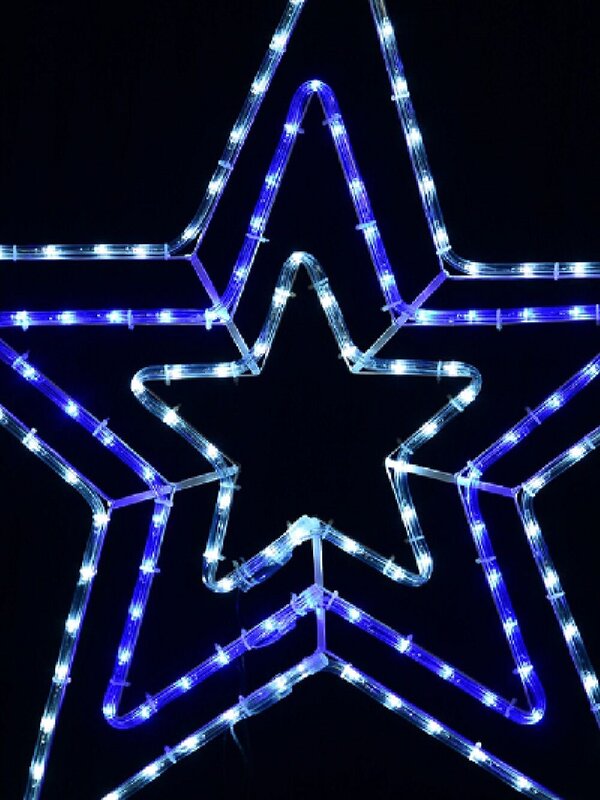 80cm Concentric Christmas Star With Cool White & Blue LED Rope Light Display — image 4