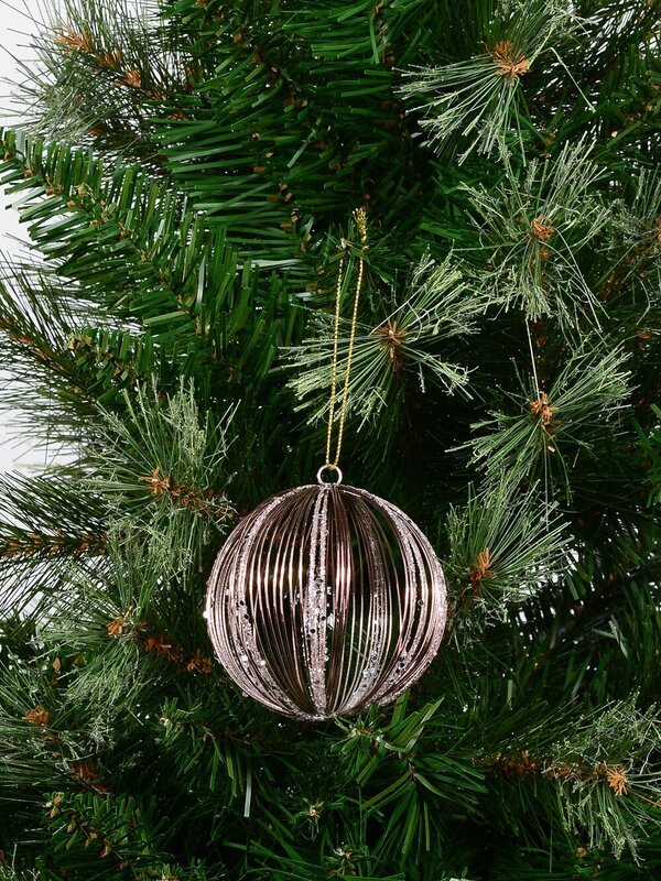 80mm Rose Gold Wire Christmas Ball Bauble — image 2