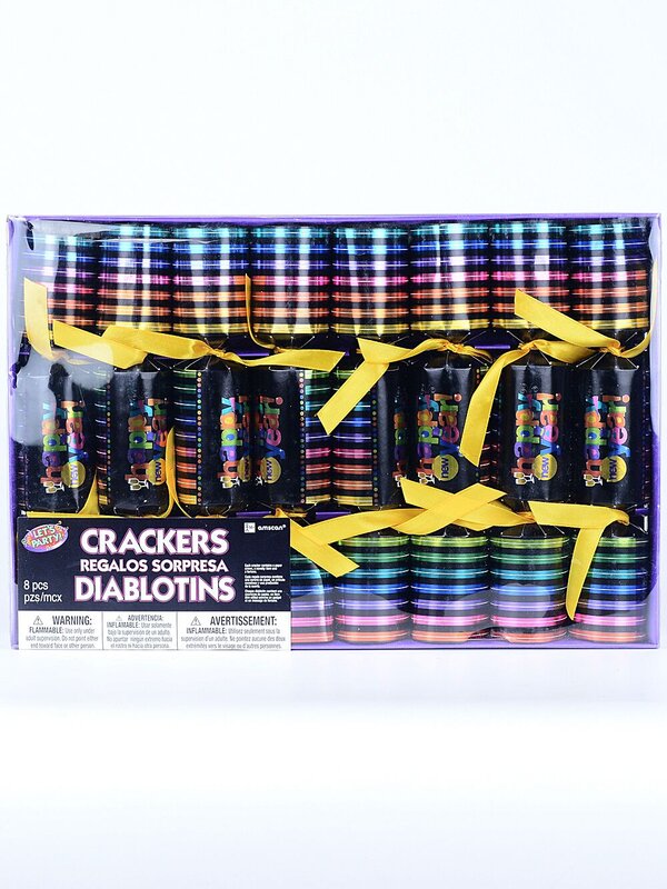 8x Happy New Year Rainbow On Black Funky Bon Bons (Crackers) | 30cm — image 2