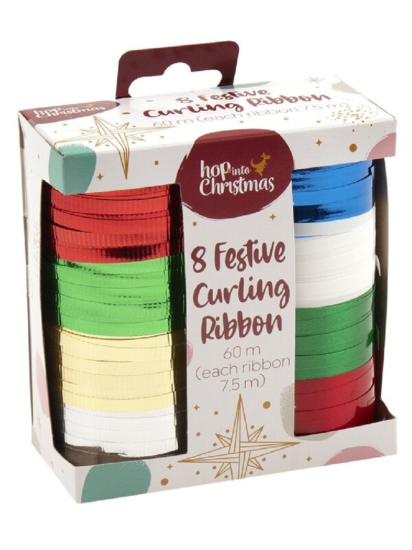 8x Metallic & Gloss Multi Colour Christmas Curling Ribbons | 60m Total — image 3