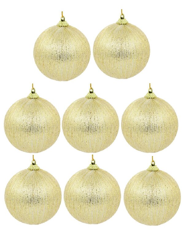 8x Opulent Champagne & Gold Statement Metallic Thread Baubles | 75mm — image 3