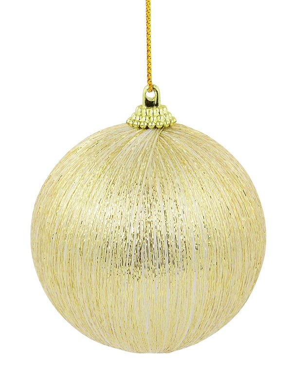 8x Opulent Champagne & Gold Statement Metallic Thread Baubles | 75mm — image 4