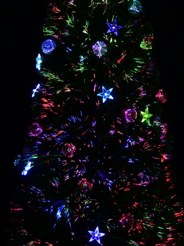 90cm Multi Colour Fibre Optic Christmas Tree With Baubles, LED Stars & 90 Tips — image 5