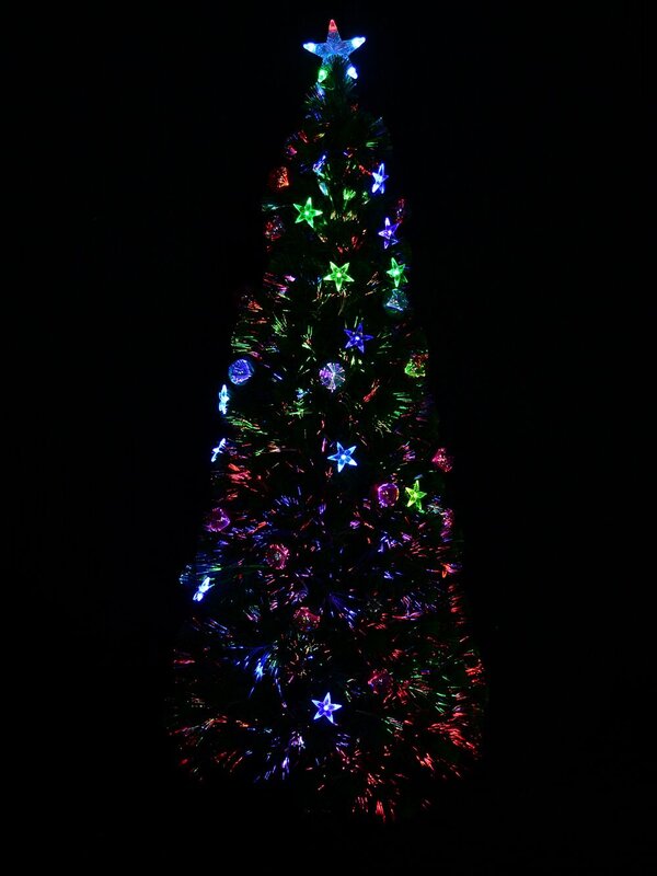 90cm Multi Colour Fibre Optic Christmas Tree With Baubles, LED Stars & 90 Tips — image 3