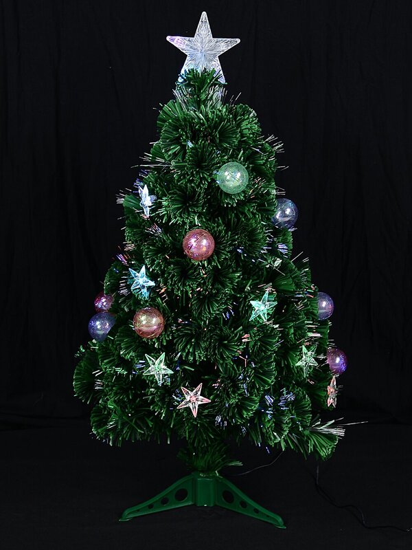 90cm Multi Colour Fibre Optic Christmas Tree with Baubles, Stars & 90 Tips — image 5