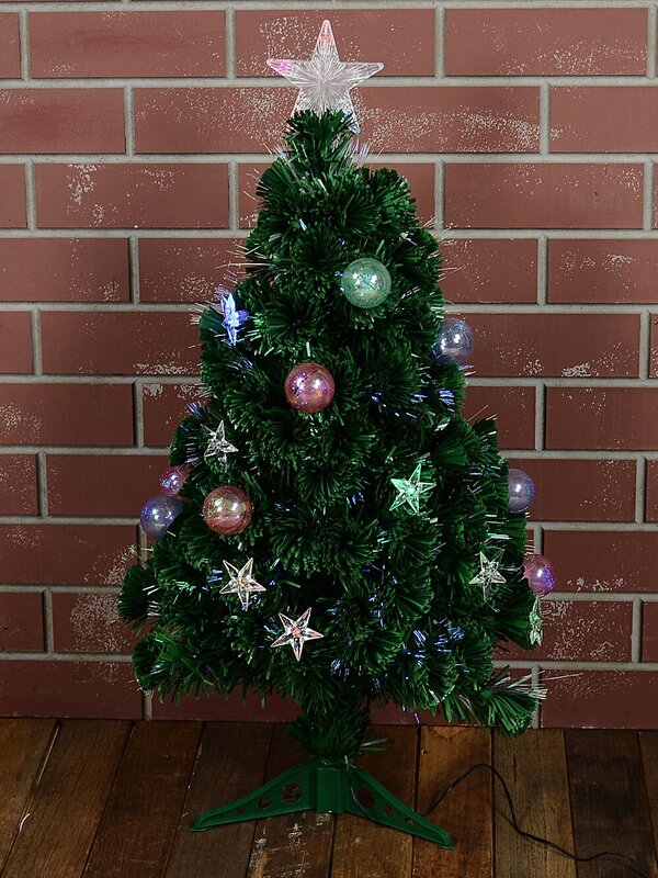 90cm Multi Colour Fibre Optic Christmas Tree with Baubles, Stars & 90 Tips — image 4