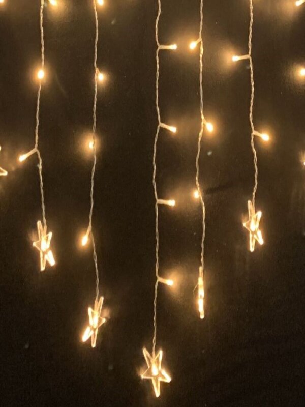 98 Warm White LED V-Shape Star Curtain Fairy Lights 8 Function | 1.5m — image 3