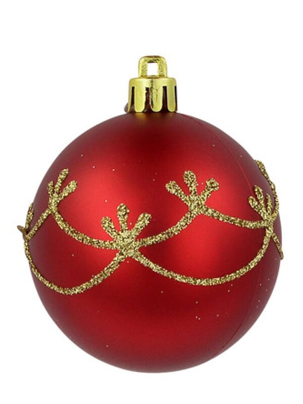 9x 60mm Red Baubles With Gold Stripe, Draped & Ornate Designs — image 3