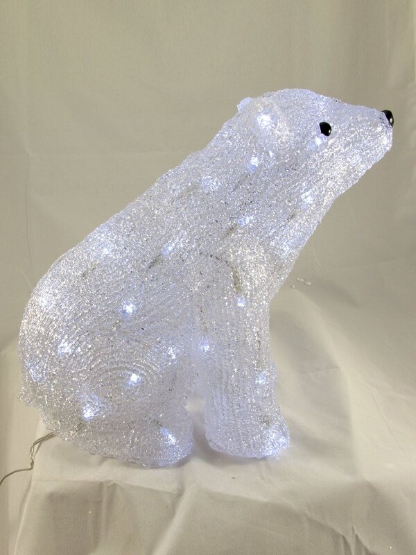 Acrylic LED Sitting Polar Bear Light Display - 28cm