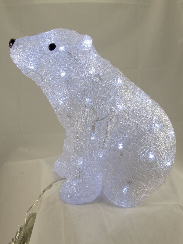 Acrylic LED Sitting Polar Bear Light Display - 28cm