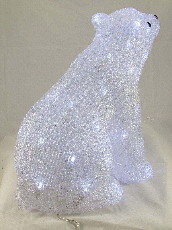 Acrylic LED Sitting Polar Bear Light Display - 28cm