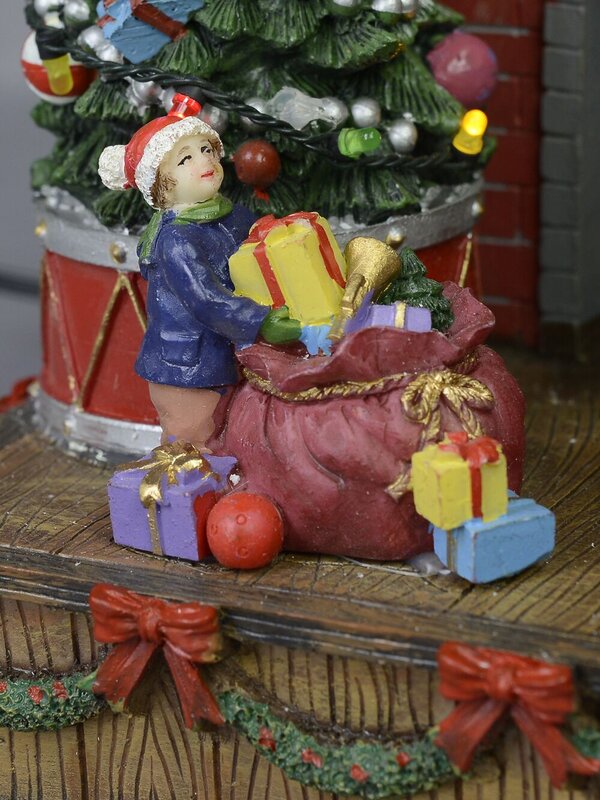 Animated & Illuminated Santa By The Fireplace Scene - 20cm